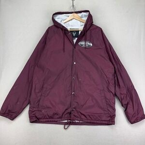 VTG Dutch Bros Employee Windbreaker Jacket Mens XXL Burgundy Hoody Barista Work